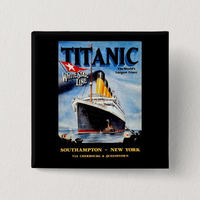 RMS Titanic Travel Ad Button (Vorderseite)