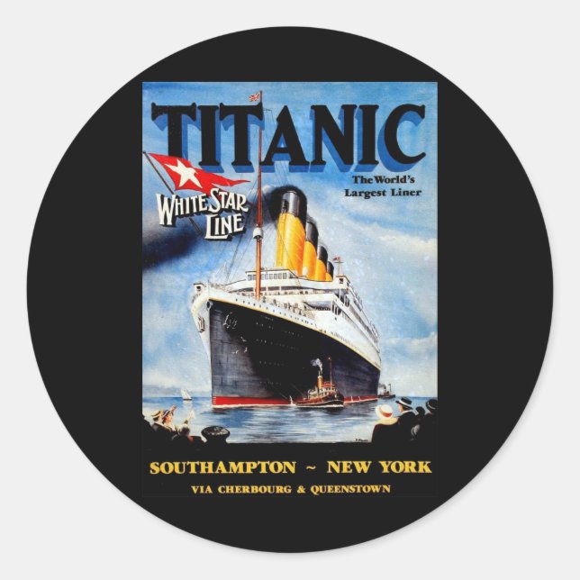 RMS Titanic Travel Ad Runder Aufkleber (Vorderseite)