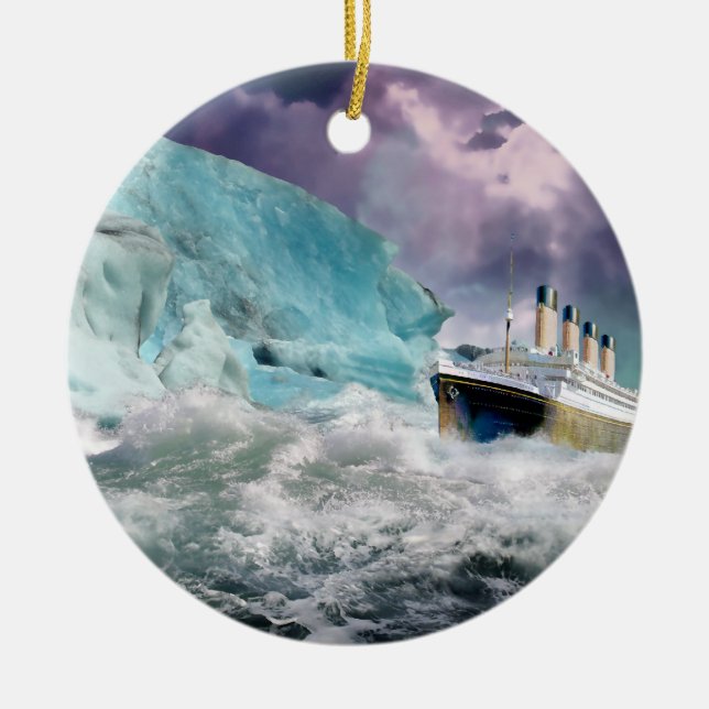 RMS Titanic und Iceberg Malerei Keramik Ornament (Vorne)