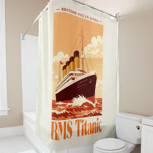 RMS Titanic Vintage Plakat. Retro Ozeandampfer Kun Duschvorhang