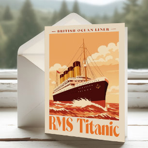 RMS Titanic Vintage Poster. Retro Ozeandampfer Kun Dankeskarte