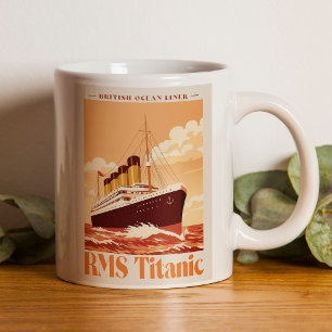 RMS Titanic Vintage Poster. Retro Ozeandampfer Kun Kaffeetasse