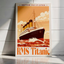 RMS Titanic Vintage Poster. Retro Ozeandampfer Kun