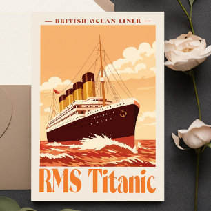 RMS Titanic Vintage Poster. Retro Ozeandampfer Kun Postkarte