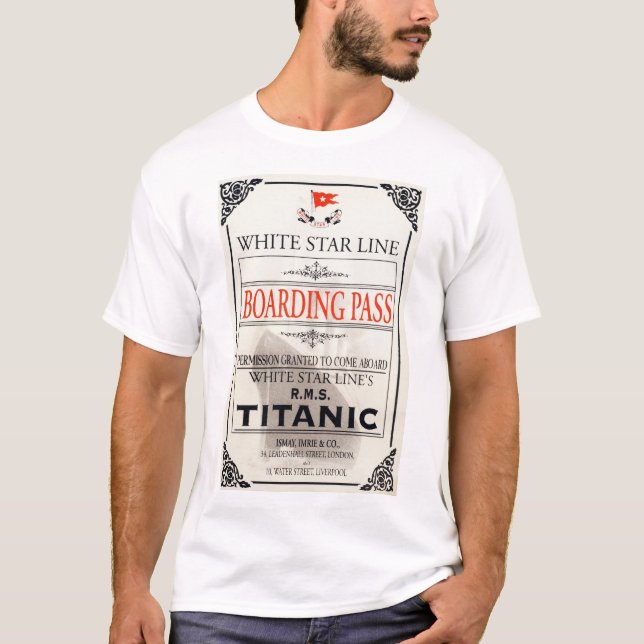 RMS Titanic White Star Line Boarding Pass T-Shirt (Vorderseite)