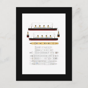 RMS Titanic Zeichn und Diagramm Postkarte