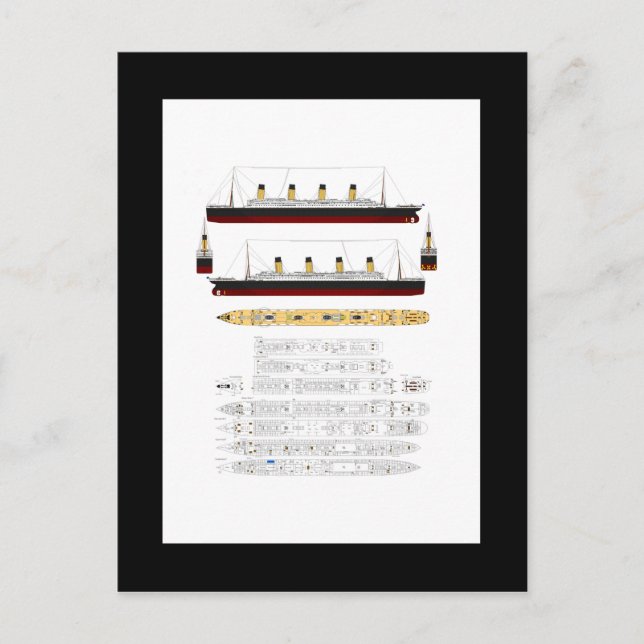 RMS Titanic Zeichn und Diagramm Postkarte (Vorderseite)