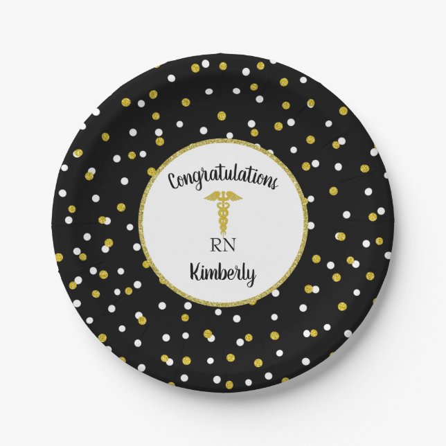 Rn-Abschluss-Partydekor, feststeckende Pappteller (Vorderseite)