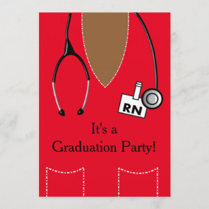 RN Black Nurse Abschluss Red Scrub Top Einladung
