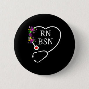 Rn Bsn Registered Nurse Nursing Floral Stethoscope Button