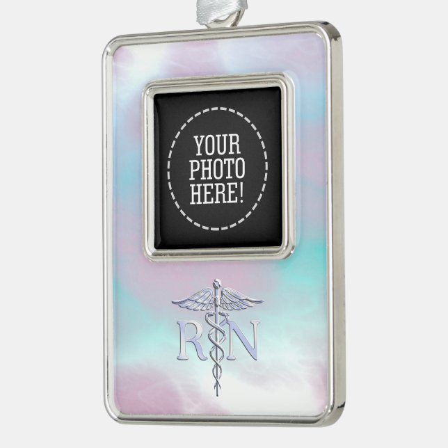 RN Caduceus Medical Mother Pearl Decor Rahmen-Ornament Silber (Links)