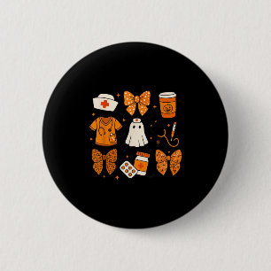 Rn Cna Icu Scrub Nurse Boo Coquette Halloween Kost Button