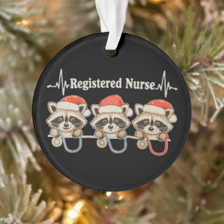 RN examinierte Krankenschwester Waschbär Weihnacht Ornament
