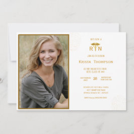 RN Graduation Party Foto White Gold Einladung