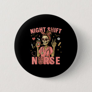 RN Intensivstation Krankenschwester Skelett Nachts Button