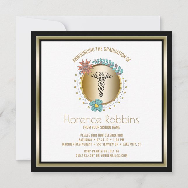 Rn-Krankenschwester-Abschluss-Party-feststeckende Einladung (Vorderseite)