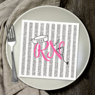 Rn-Krankenschwester-Abschluss-Partydekor, rosa Serviette