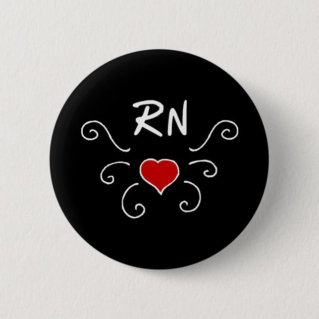Rn-Krankenschwester-Liebe-Tätowierung Button (Vorderseite)