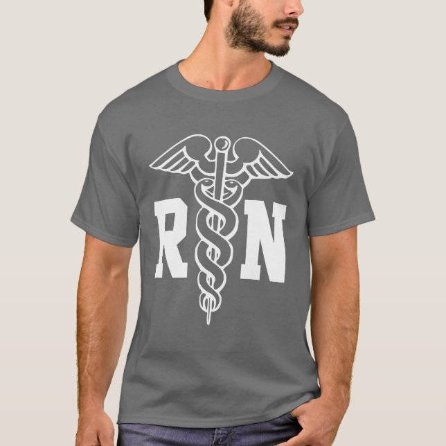 Rn-Krankenschwestert-shirt mit Caduceussymbol T-Shirt (Vorderseite)