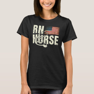 RN Nurse American Flag 4. Juli Veterans US Pat T-Shirt