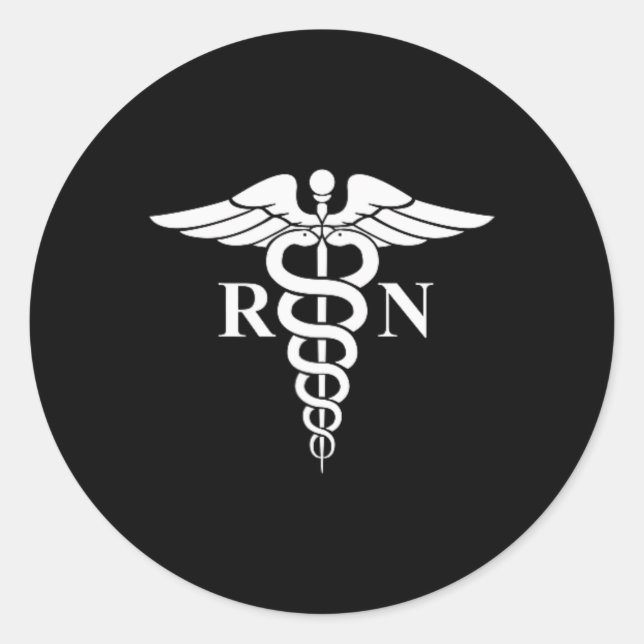 Rn Nurse Caduceus Medical Symbol Nursing Logo Gesc Runder Aufkleber (Vorderseite)
