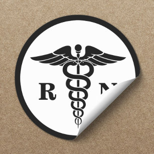 RN Nurse Caduceus Symbol Classic Medical Runder Aufkleber