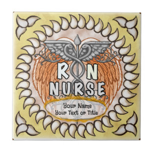 RN Nurse Caduceus Wings Pflegekachel Fliese