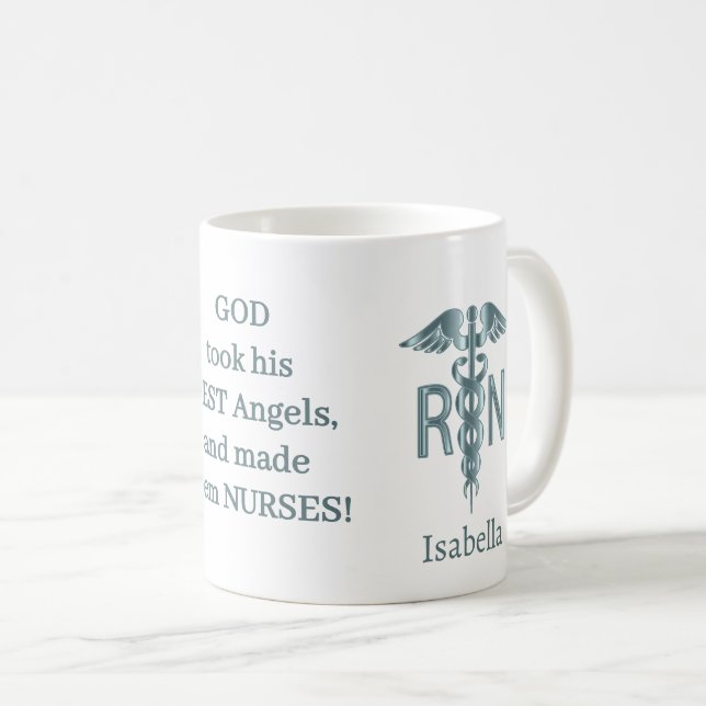 RN Nurse Gift - Personalize - Aquamarin Kaffeetasse (VorderseiteRechts)