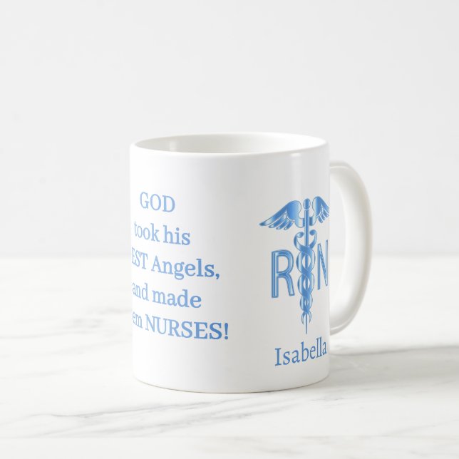 RN Nurse Gift - Personalize - Blue Kaffeetasse (VorderseiteRechts)