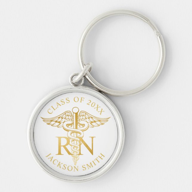 RN Nurse Imitats gold caduceus Custom Color Schlüsselanhänger (Vorne)