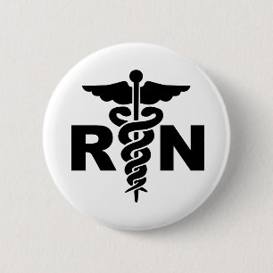 RN Nurse Medical Symbol Button
