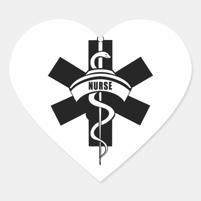 RN Nurses Medical Symbol Herz-Aufkleber (Vorderseite)