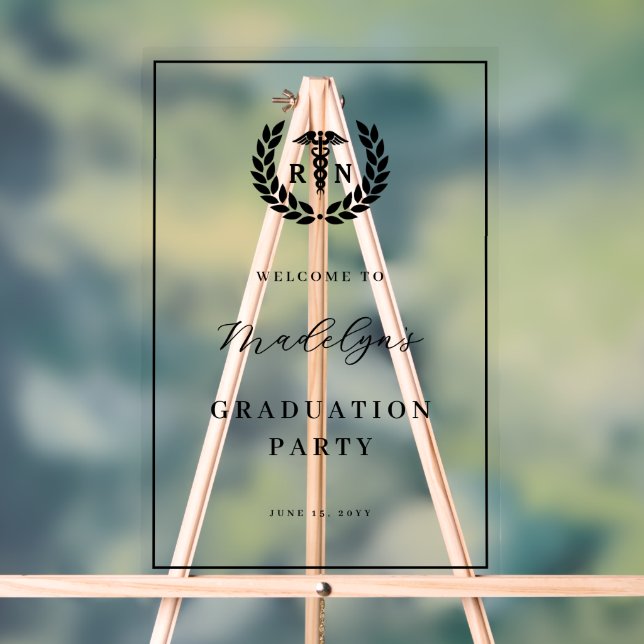 RN Nursing School Abschluss Modernes Begrüßungszei Acrylschild (Neutral)