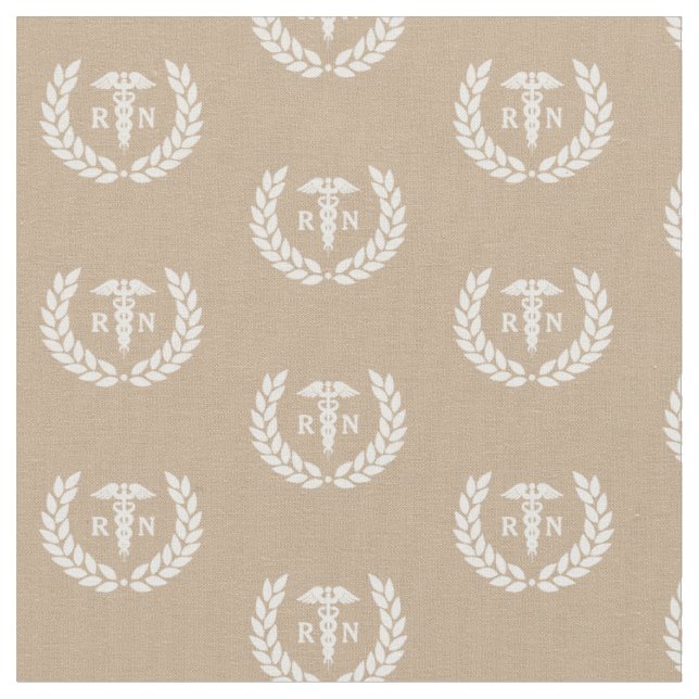 RN Nursing School Abschluss Pattern Beige Stoff (Nahaufnahme)