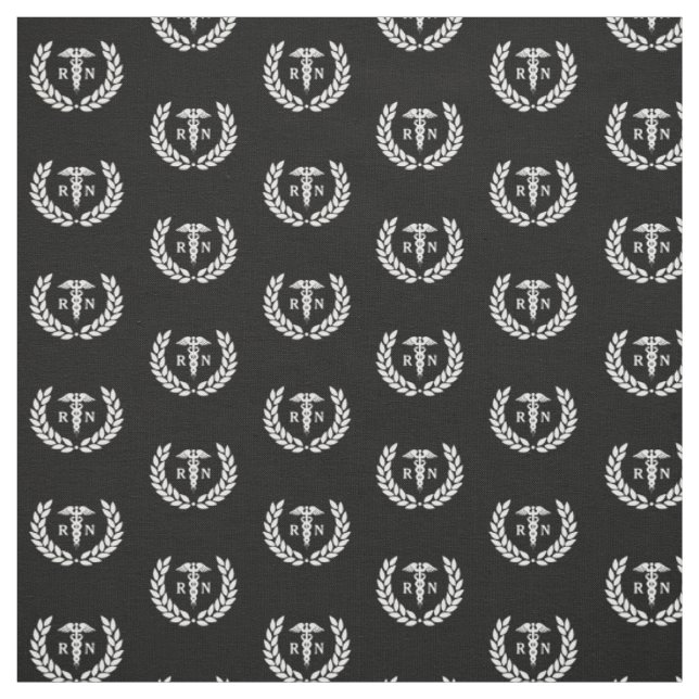 RN Nursing School Abschluss Pattern Black Stoff (Muster)
