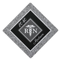 RN Nursing School Silver Glitzer Personalisiert