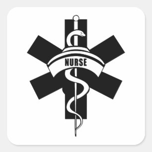 RN pflegt medizinisches Symbol Quadratischer Aufkleber