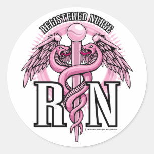 RN Pink Caduceus Runder Aufkleber