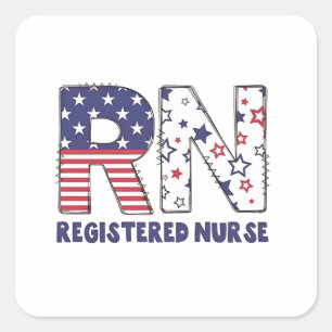 RN Registered Nurse 4. Juli Subtle American Quadratischer Aufkleber