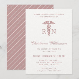 RN Registered Nurse Caduceus Minimalistisch Abschl Einladung