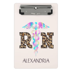 RN, Registered Nurse Leopard Mini Klemmbrett