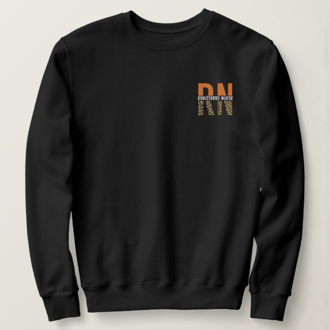 RN Registered Nurse Leopard Typografy Sweatshirt (Design vorne)
