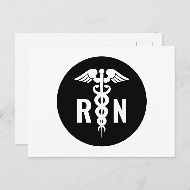 RN Registered Nurse Medical Symbol Postkarte (Vorne/Hinten)
