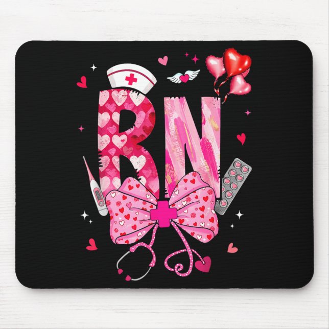Rn Valentine Coquette Bow Stethoscope Nurse Girl W Mousepad (Vorne)