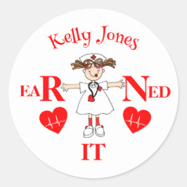 RN verdient seinen Abschluss Runder Aufkleber