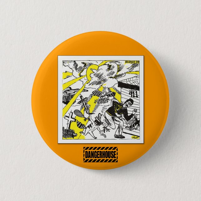 Rnd. Knopf-Nashorn 39 Dangerhouse Button (Vorderseite)