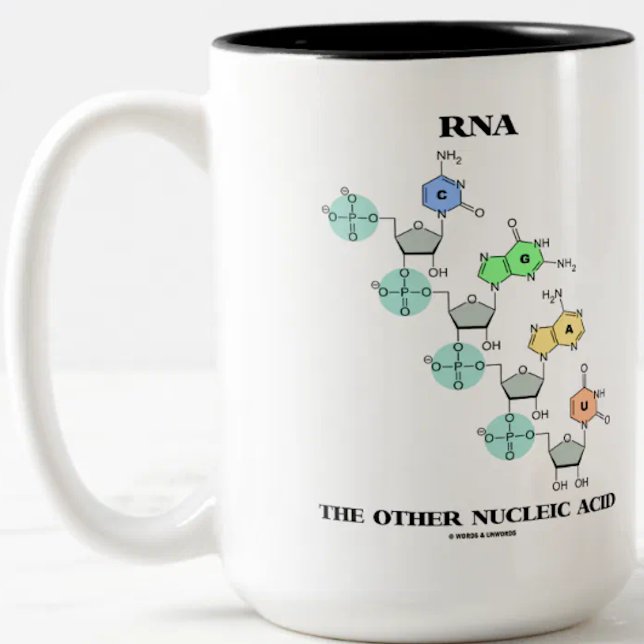 RNS die andere Nukleinsäure (chemische Struktur) Zweifarbige Tasse (Molecular biologists will enjoy this mug featuring "RNA The Other Nucleic Acid")