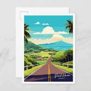 Road Hana Hawaii Reisen Vintage Abbildung Postkarte