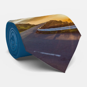 Road Highway Travel Sunset Mountain Print Necktie Krawatte