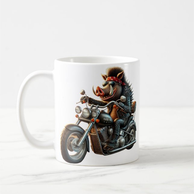Road Hog Biker Mug | Rebel Motorcycle Hog Design Kaffeetasse (Links)